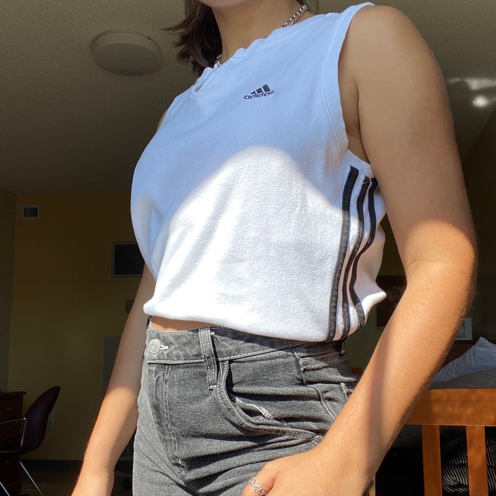ADIDAS white and black vintage vibe tank